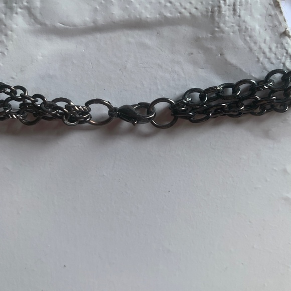 Vintage Silver Tone Key on Gunmetal Triple Chain - Handmade Key Necklace - Picture 3 of 5